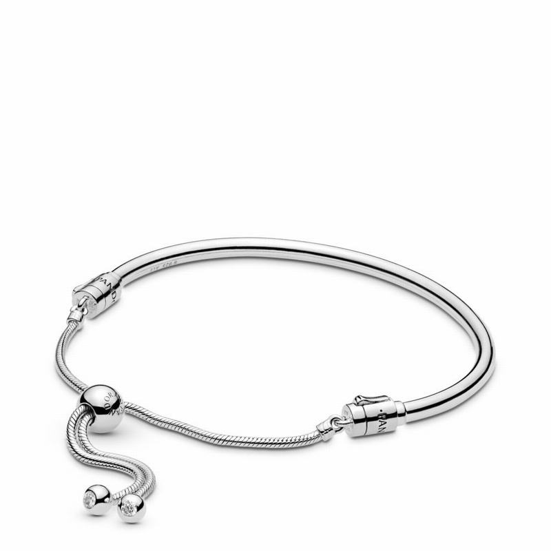 Pandora Sliding Bangle Bracelet Ireland - Sterling Silver/Silicone/Cubic Zirconia - 890426HDE